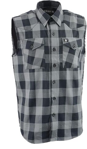 Milwaukee Leather MPM1648 Men’s Classic Black and Grey Button-Down Flannel Cut Off Sleeveless Casual Shirt - 4X-Large in Saudi Arabia