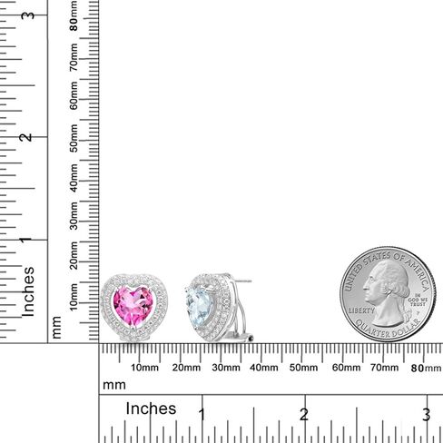 Gem Stone King 925 Sterling Silver Green Nano Emerald and White Moissanite Post Clip Earrings For Women (7.65 Cttw, Heart Shape 10MM) in Kuwait