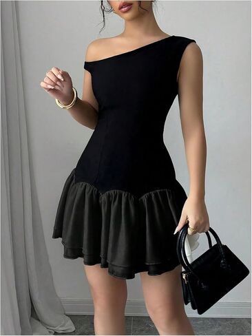 فيردوسا نساء بلوك بلوك كشكش قبالة فستان الكتف قطرة الخصر in Kuwait