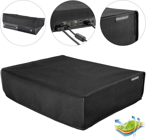 eXtremeRate Black Horizontal Dust Cover for Xbox One Console Custom Designed Double Layer Soft Neat Lining Waterproof Dustproof Precision Cut Easy Access Cable Port in Saudi Arabia