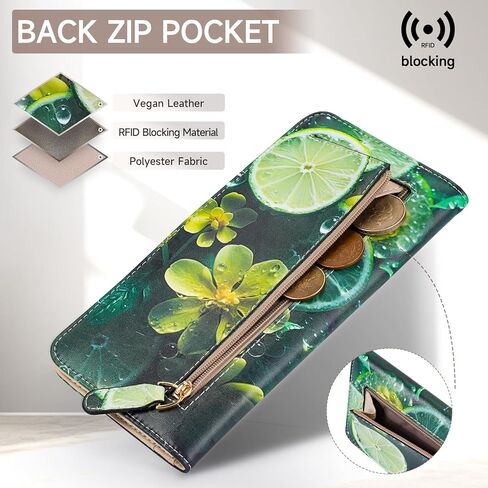Slim Wallet for Women RFID Womens Wallet Leather ID Credit Card Holder whit Zipper Coin Pocket Bifold Wallet in Kuwait