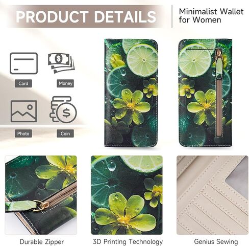 Slim Wallet for Women RFID Womens Wallet Leather ID Credit Card Holder whit Zipper Coin Pocket Bifold Wallet in Kuwait