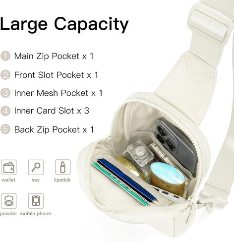 Small Sling Bag for Women Men Two-Way Zipper Crossbody Bag Fanny Pack Lightweight Chest Bag for Outdoors in Saudi Arabia