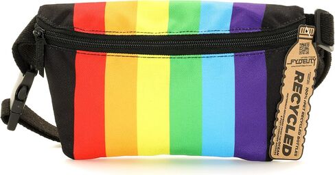 Small Fanny Pack 80s/90s Slim Bum Bag Unisex Crossbody Belt Bag for Travel, Festivals, & Daily Use Rainbow Stripe Black in Kuwait