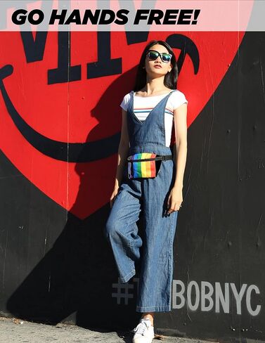 Small Fanny Pack 80s/90s Slim Bum Bag Unisex Crossbody Belt Bag for Travel, Festivals, & Daily Use Rainbow Stripe Black in Kuwait