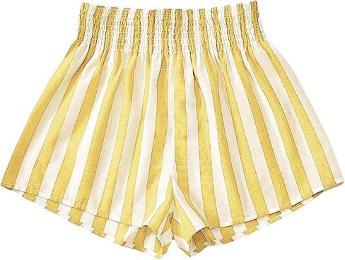 SweatyRocks Women's Striped Wide Leg Shorts Paperbag High Waisted Casual Linen Shorts in Saudi Arabia