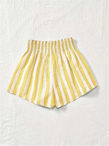 SweatyRocks Women's Striped Wide Leg Shorts Paperbag High Waisted Casual Linen Shorts in Saudi Arabia