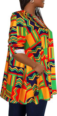 Afibi Women's Casual African V Neck Long Sleeve Tunic Tops in Saudi Arabia