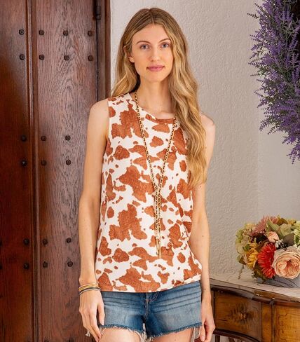 Women's Summer Loose Tank Sleeveless Animal Print Pattern Crew Neck Tunic Blouse Camisole Top(S-3XL) in Kuwait
