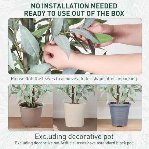 Artificial Eucalyptus Tree, 4ft Tall Fake Silk Plants with Pot, Faux Floor Plant with White Leave Fake, Artificial Plants Indoor for Home Office Decor in Saudi Arabia