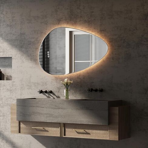 مرآة LED للحمام ، 20 "× 28" مرآة الغرور الحمام مع الأضواء ، والاستشعار عن جسم الإنسان ، ومضاد للطفر ، 3 ألوان و dimmable ، وإضاءة خلفية الجدار مرآة الحمام مثبتة. in Saudi Arabia