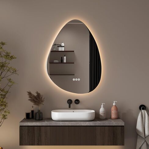 مرآة LED للحمام ، 20 "× 28" مرآة الغرور الحمام مع الأضواء ، والاستشعار عن جسم الإنسان ، ومضاد للطفر ، 3 ألوان و dimmable ، وإضاءة خلفية الجدار مرآة الحمام مثبتة. in Saudi Arabia