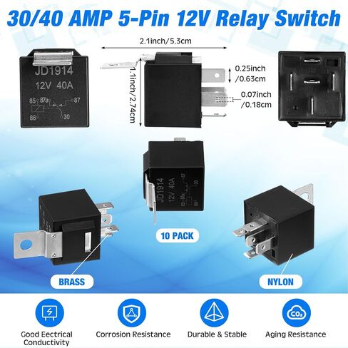 36 PCS CAR FUSE KIT FUSE FUSE و PULIRER PLIER RELAY مع أداة مزيل FUZE الصغيرة و 10 PCS 30/40 AMP 5-Pin 12V Relay Car Fuze Sway (اللون الكلاسيكي ، منخفض وطويل) in Kuwait