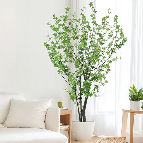شجرة enkianthus الاصطناعية بطول 8 أقدام من شجرة فو مع جذوع كبيرة وأوراق واقعية ، و enkianthus الأشجار الأرضية النباتات محفوظة بوعاء لغرفة المعيشة المكتب المنزلي الداخلية في الهواء الطلق (8feet ، 1pack) in Kuwait