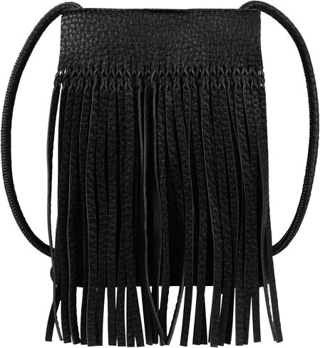 Women Mini Fringe Tassel PU Leather Crossbody Bag Hobo Bag Cell Phone Coin Purse Wallet in Saudi Arabia