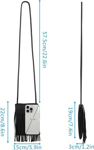 Women Mini Fringe Tassel PU Leather Crossbody Bag Hobo Bag Cell Phone Coin Purse Wallet in Saudi Arabia