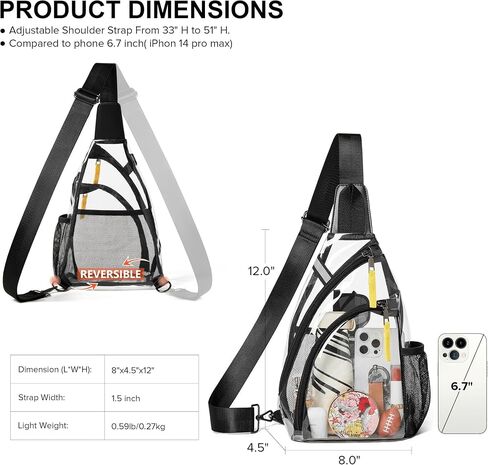 Shrrie Clear Bag for Stadium Events Transparent Crossbody Bag Clear Purse for Women&Men-Stadium Approved, Concerts&Sports in Saudi Arabia
