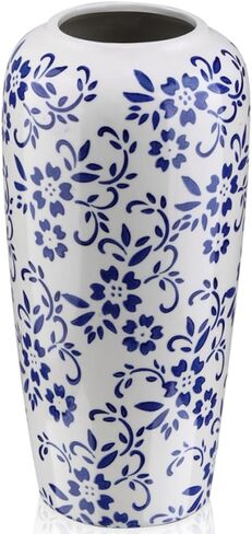 8.6" Blue and White Vase,Blue Vases Home Decor,Porcelain Vase, Ceramic Vintage Chinoiserie Decor,Home, Living Room, Dining Table, Bookshelf, Office Decor, Bedroom, Table, and Kitchen（Small） in Saudi Arabia