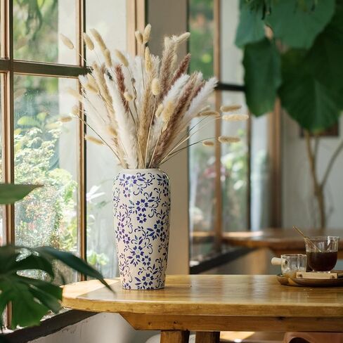 8.6" Blue and White Vase,Blue Vases Home Decor,Porcelain Vase, Ceramic Vintage Chinoiserie Decor,Home, Living Room, Dining Table, Bookshelf, Office Decor, Bedroom, Table, and Kitchen（Small） in Saudi Arabia