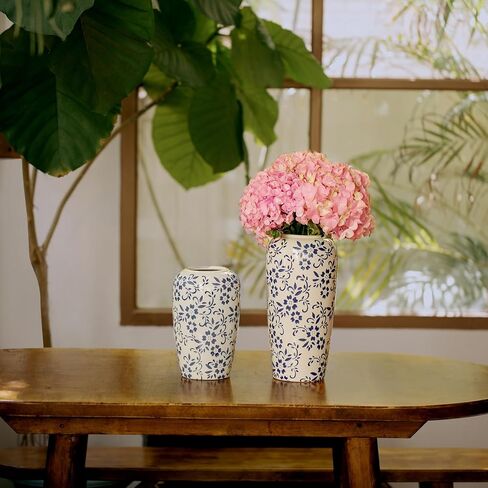 8.6" Blue and White Vase,Blue Vases Home Decor,Porcelain Vase, Ceramic Vintage Chinoiserie Decor,Home, Living Room, Dining Table, Bookshelf, Office Decor, Bedroom, Table, and Kitchen（Small） in Saudi Arabia