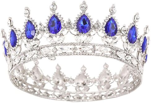 Crown و Tiara - Gold & Light Blue Wedding & Birthday Costume Comband in Kuwait