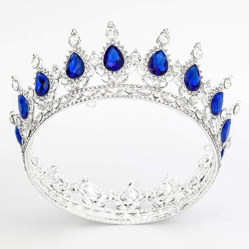 Crown و Tiara - Gold & Light Blue Wedding & Birthday Costume Comband in Kuwait