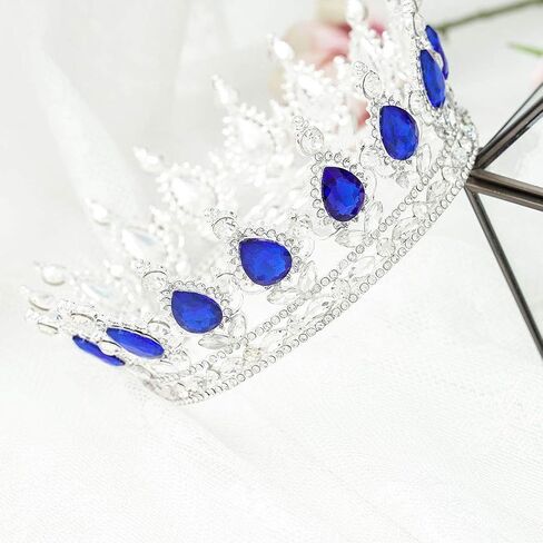 Crown و Tiara - Gold & Light Blue Wedding & Birthday Costume Comband in Kuwait