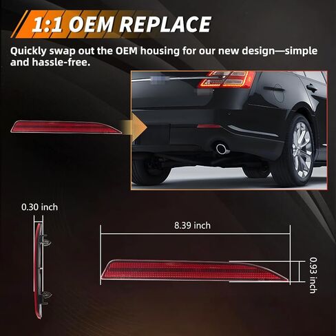 Rear Bumper Reflector Compatible with Fo-rd Taurus, Police Interceptor Sedan 2013-2019, [DOT] Rear Bumper Reflector Housing [No Bulbs], Replace OEM #DG1Z15A449B, FO1185104, 1 Pair, Smoked Lens in Saudi Arabia