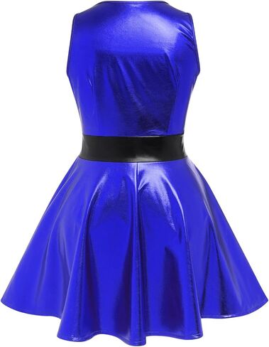 Obeeii Metallic Dress for Women ، Alcyfeless Whiveless Holographic Skater Dress A-Line Club Party Disco 90s Halloween in Saudi Arabia
