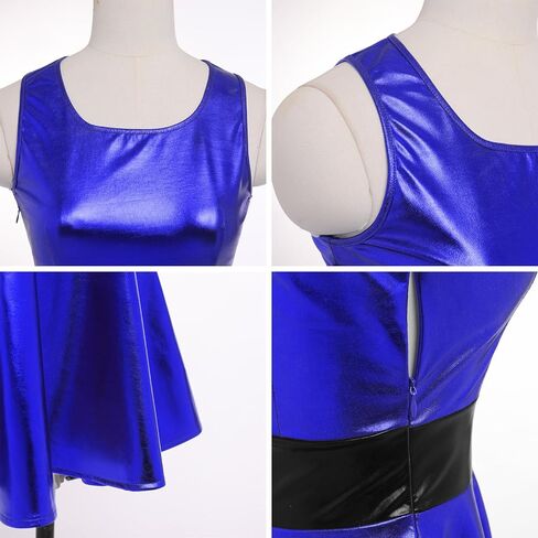 Obeeii Metallic Dress for Women ، Alcyfeless Whiveless Holographic Skater Dress A-Line Club Party Disco 90s Halloween in Saudi Arabia