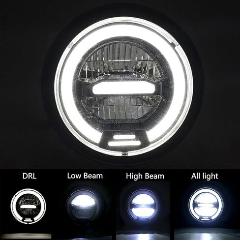 6.5 Inches Round Motorcycle LED Headlight with Brackets Assembly (White Light) in Saudi Arabia