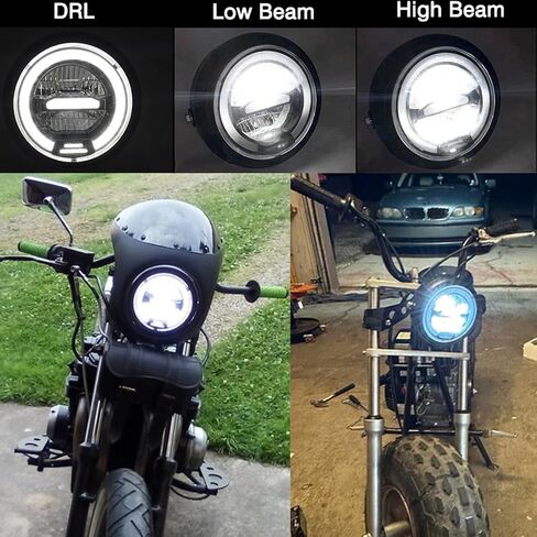 6.5 Inches Round Motorcycle LED Headlight with Brackets Assembly (White Light) in Saudi Arabia
