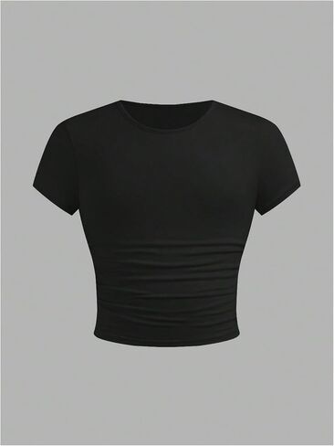 Floerns Girl's 3 Piece Short Sleeve T Shirts Ruched Crew Neck Basic Tee Tops in Saudi Arabia