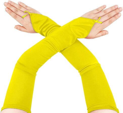 Seeksmile Women's Satin Fingerless Gloves 1920s 19" Long Opera Party Costume Gloves in Kuwait