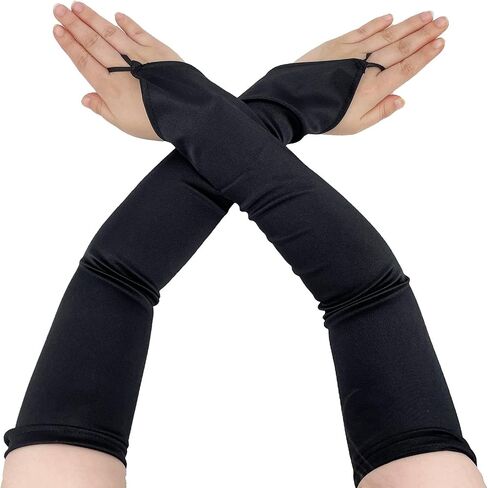Seeksmile Women's Satin Fingerless Gloves 1920s 19" Long Opera Party Costume Gloves in Kuwait