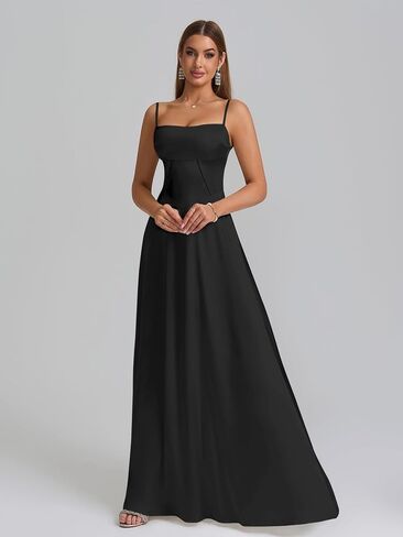 Kutumai Satin Maxi Dress Spaghetti Strap Strap Lace Up Long Stal Presses for Women Wedding Guest Cocktail Prom Prom in Saudi Arabia