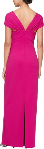 Alex Evenings Women's Long Crepe Mother of The Bride Dress with Ruched Asymmetric Neckline & Embellishment, Formal Events in Saudi Arabia