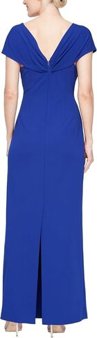 Alex Evenings Women's Long Crepe Mother of The Bride Dress with Ruched Asymmetric Neckline & Embellishment, Formal Events in Saudi Arabia