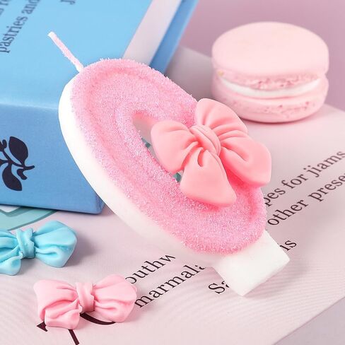 Pink 1st Birthday Candle Bow Numbers 1 Candle Cake Topper Cupcake Decorations Party Decor for Girls and Women Anniversary Celebrations Supplies in Kuwait