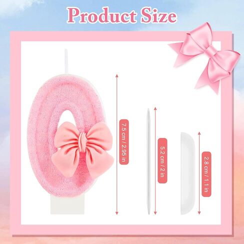 Pink 1st Birthday Candle Bow Numbers 1 Candle Cake Topper Cupcake Decorations Party Decor for Girls and Women Anniversary Celebrations Supplies in Kuwait