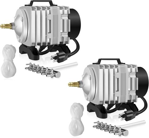 Simple Deluxe LGPUMPAIR65 Air Pump 1030 GPH 35W 65L/min 6 Adjustable Air Flow Outlets with Airline Tubing 25 Feet for Aquarium, Pond, Hydroponics System, Silver in Kuwait