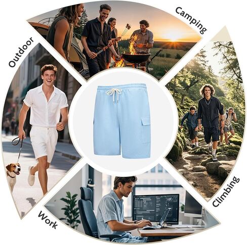 شورت شورت مانلووداني للرجال السراويل الصيفية شورت الخصر المرن مع الرباط in Kuwait