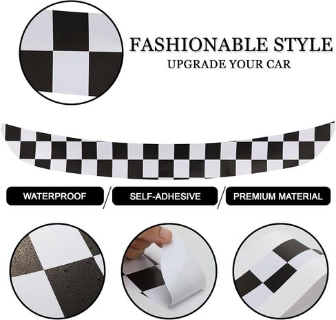 TOMALL Rear Bumper Guard Protector Compatible with Mini Cooper R60 Anti-Collision Strip Trunk Threshold Door Protector Car Door Edge Trunk Trims Exterior Accessories for Car (Checkered) in Saudi Arabia