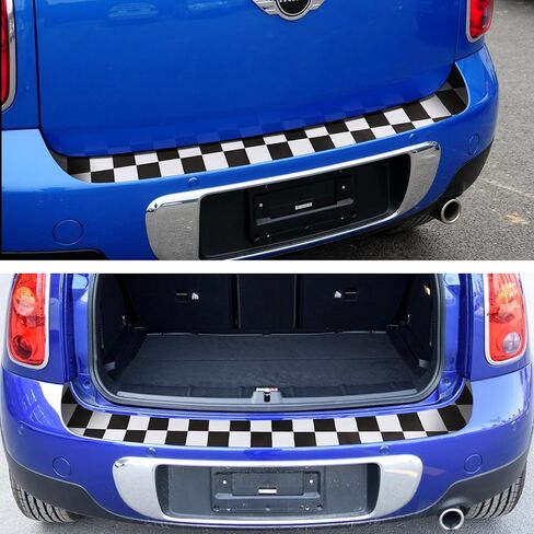 TOMALL Rear Bumper Guard Protector Compatible with Mini Cooper R60 Anti-Collision Strip Trunk Threshold Door Protector Car Door Edge Trunk Trims Exterior Accessories for Car (Checkered) in Saudi Arabia