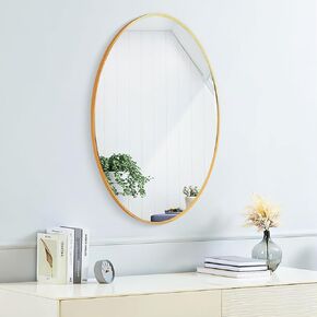 30x20 مرآة بيضاوية مرآة الجدار مثبتة الألومنيوم سبيكة المعادن إطار HD HD Glass خلع الملابس لمدخل حمام غرفة نوم غرفة المعيشة 30 20 بوصة الذهب