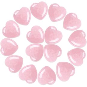 15PCS Rose Quartz Natural Heart Crystals Love Shaped Pocket Polished Stones Heart Healing Crystal Stones for Gifts Chakra Reiki Yoga Meditation Relief Anxiety Stress