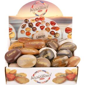 50PCS Courage Rockimpact Courage Stone محفورات الهدايا الملهمة جيب صلاة الحجارة النخيل Zen Love Stone المنحوتة الحجارة الملهمة تشجيع الصخور شجاعة الجملة ، 2 "-3" EA