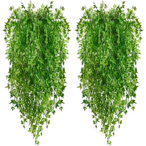 Der Rose 3Pcs Artificial Hanging Plants 46.4'' Long Faux Ivy Vine Uv Resistant Fake Outdoor Plants for Rome Home Indoor Patio Balcony Porch Wall Decor