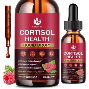 Cortisol Supplement Liquid Drops, Cortisol Supplements with Magnesium Complex, Rhodiola Rosea, L-Theanine, Ashwagandha for Balanced Cortisol, Hormone Balance and Mood Support (2 Pack, 1 Fl Oz)