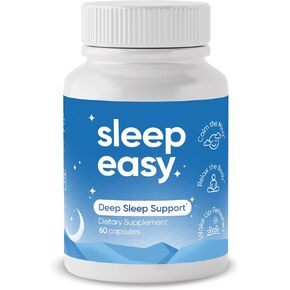 Sleep Easy Natural Sleep Aid Supplement | Magnesium, Ashwagandha, GABA, L-Theanine & 5 Calming Herbs | Melatonin-Free & Non-Habit Forming (60 Capsules)